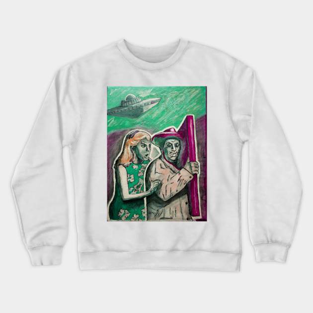 Saint-Tropez UFO Alien Invasion III Crewneck Sweatshirt by Edward Schtrudel